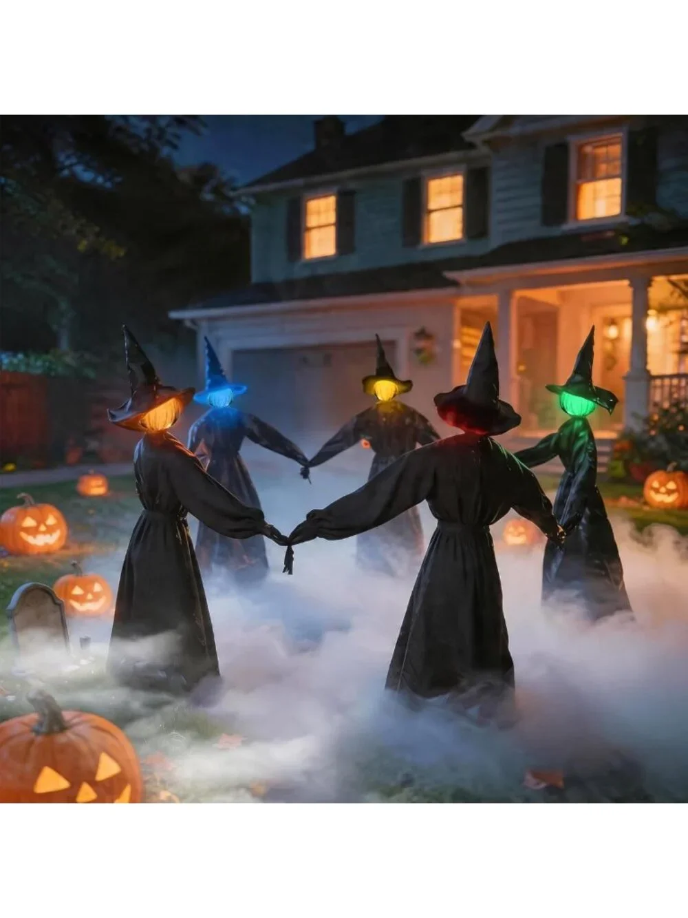 Light Up Witch Hands Halloween Decorations - 5 Pack, Color Changing Outdoor